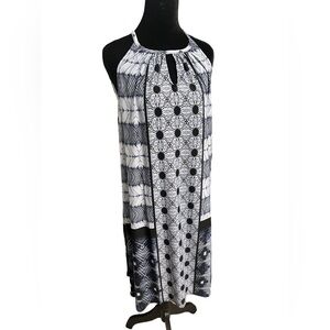 Grace Black Navy and White Midi Dress L